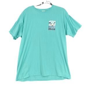 COMFORTWASH Teal Turquoise Cayman Islands Beach Scene Graphic T-Shirt‎ Large
